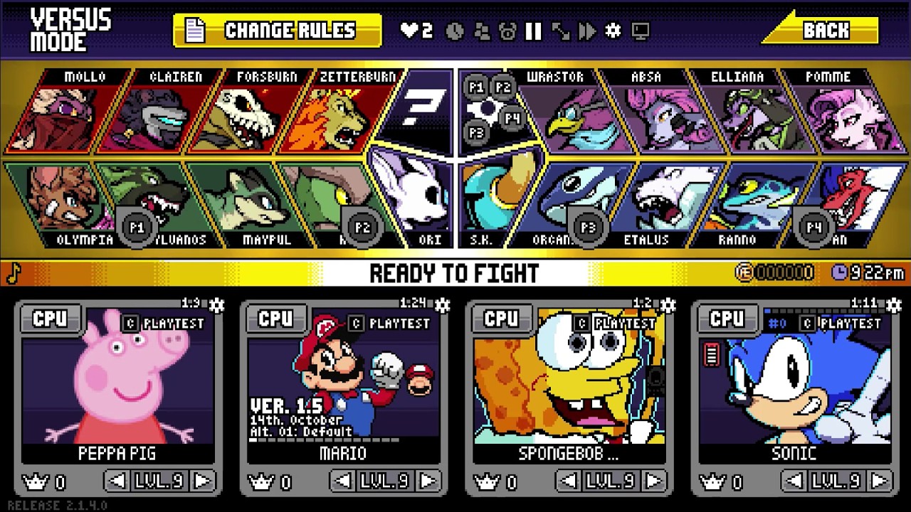 Rivals of Aether | Peppa Pig vs Mario vs SpongeBob vs Sonic