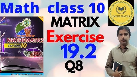 Exercise 19.2 class 10 math Q8 | matrix | Class X Sindh Board | indus maths.