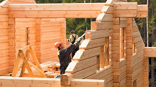 Невероятно быстрый способ строительства деревянного дома - Готовый бревенчатый дом за 1 день ▶2