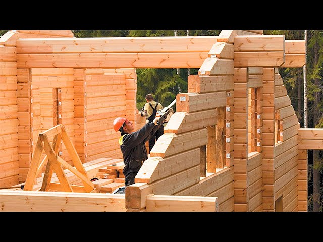 Incredible Fastest Wooden House Construction Method - Amazing Intelligent Log House Building ▶2