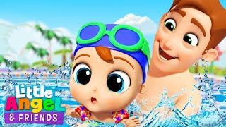 Swimming in the Pool | Learn to Swim Song | Little Angel And Friends Kid Songs