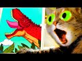 Smart cat plays a funny game - Banana Man escapes from the dinosaur world!!!