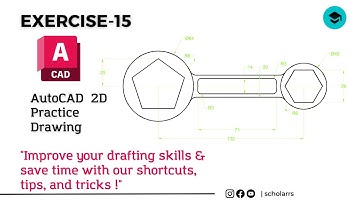AutoCAD 2D Practice Drawing | AutoCAD Drafting | AutoCAD Tutorial | Exercise-15