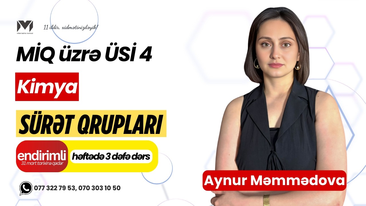 MİQ üzrə ÜSİ 4 | Kimya | Aynur müəllim #miq ##mhm