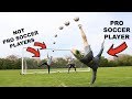 Challenging PRO SOCCER PLAYER to trick shot battle!
