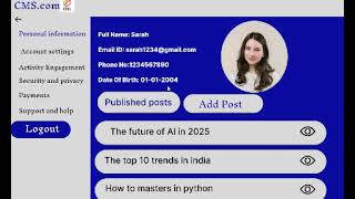 Celebrity CMS Prototype with explanation Profile