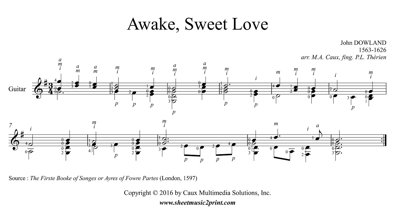 Dowland : Awake, Sweet Love - Guitar - YouTube