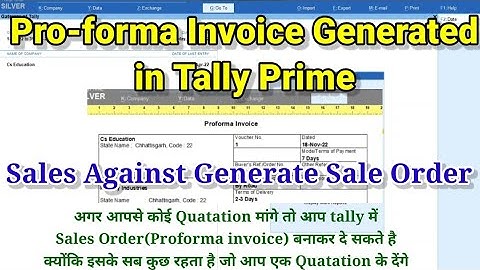 Quotation - Proforma Invoice in Tally Prime | How to Create Proforma invoice in Tally