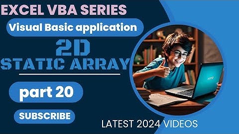 Mastering VBA Part 20 | 2D Static Array | In VBA | In Hindi