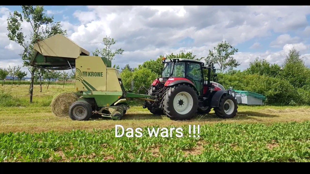 Heuernte 2019 Rundballenpressen mit Steyr Kompakt 4115 und Krone KR 1016