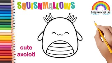 Hoe teken je een Squishmallow Axolotl | Hoe teken je een schattige axolotl | Squishmallows tekenen