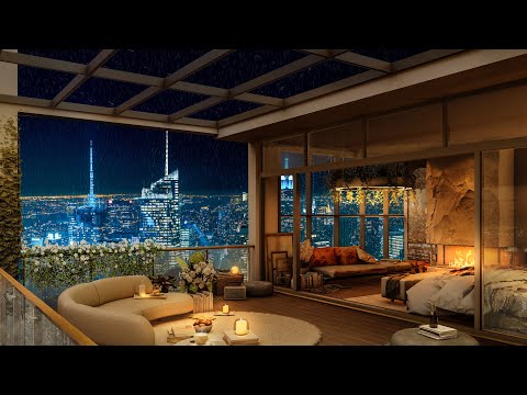 Rainy Night Jazz - Smooth Piano Jazz Music in 4K Cozy Bedroom Ambience for Sleep and Relax