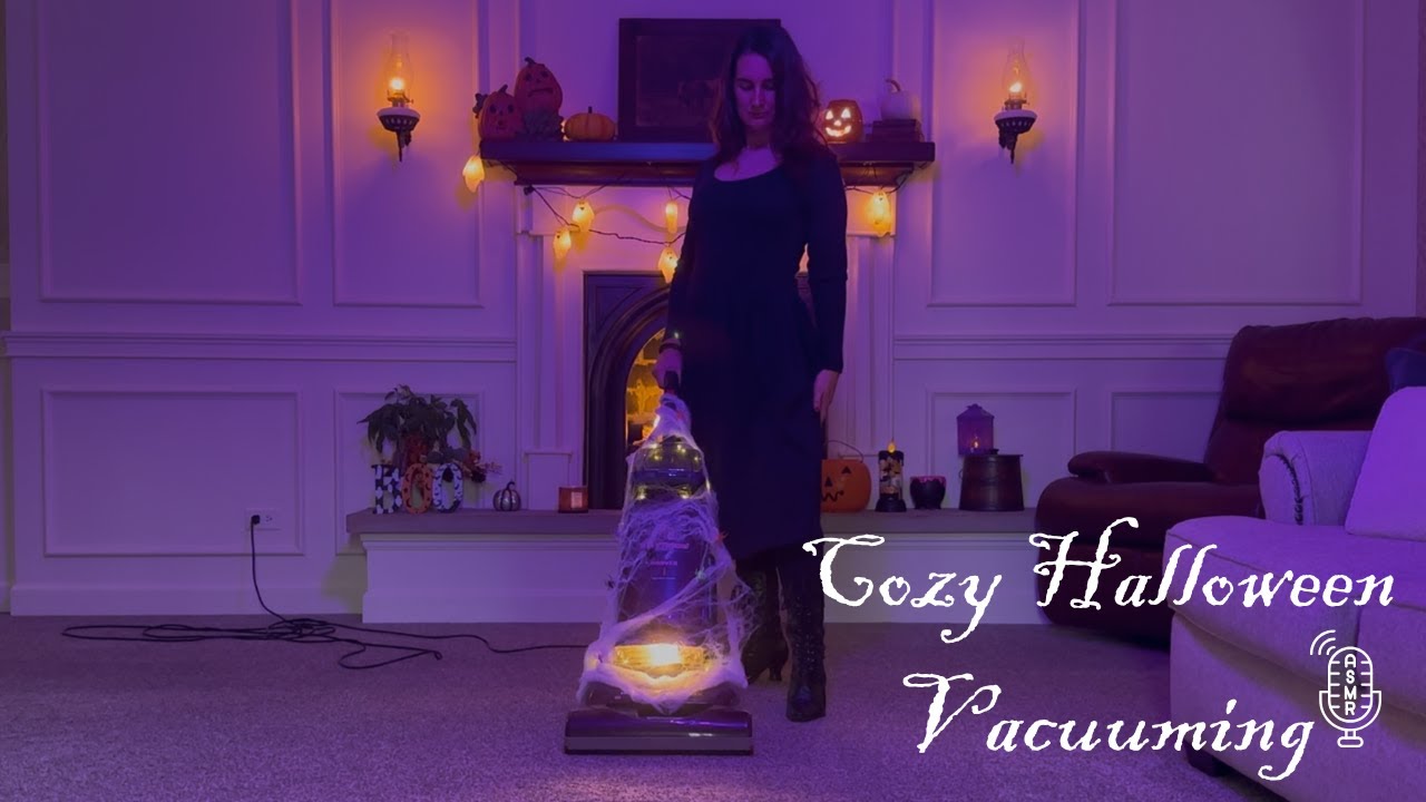 Cozy Halloween ASMR | Witch in Black Vacuuming with Her Spooky Hoover WindTunnel 🕯️