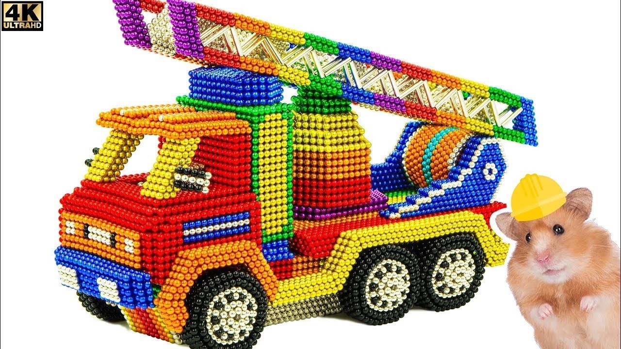 DIY: How to Make Colorful a Fire Truck From Rainbow Magnetic Balls | Satisfying Magnetic Balls ASMR