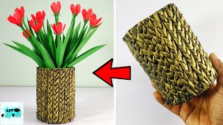 How to make flower pot with paper | Flower pot making at home | Flower pot making | Pot making ideas