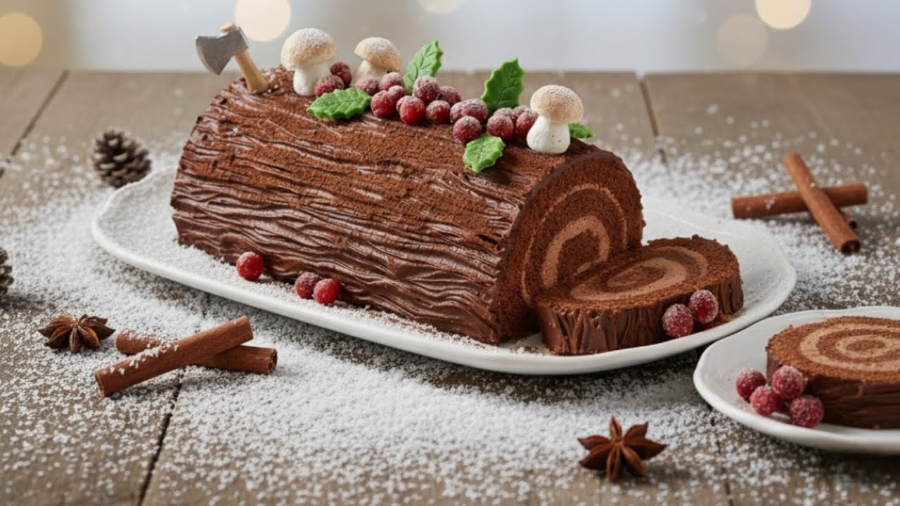 Bûche au Chocolat Traditionnelle… Simple, Intense,  réconfortante… Un Moment de Douceur à Partager.