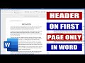 In Word - Header on the First Page only | Microsoft Word Tutorials