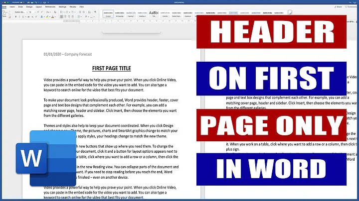 In Word - Header on the First Page only | Microsoft Word Tutorials