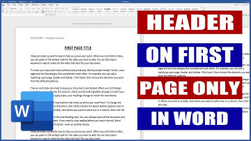 In Word - Header on the First Page only | Microsoft Word Tutorials