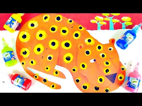 Пальчиковые краски Джеко Djeco - Учимся рисовать леопарда. Развивалки для детей