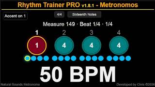 50 BPM 16th Notes (Accent On 1)
