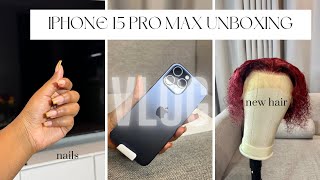 VLOG | Unboxing new iPhone 15 pro max | Feminine maintenance - Hair, Lashes & Nails