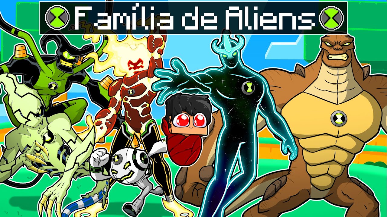 P3DRU tem uma FAMILIA ALIENS BEN 10 no Minecraft