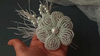 how to make pearl flower craft work/How to make a pearl crown/diy