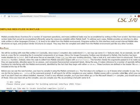 Introduction on MEX file and compiler selection