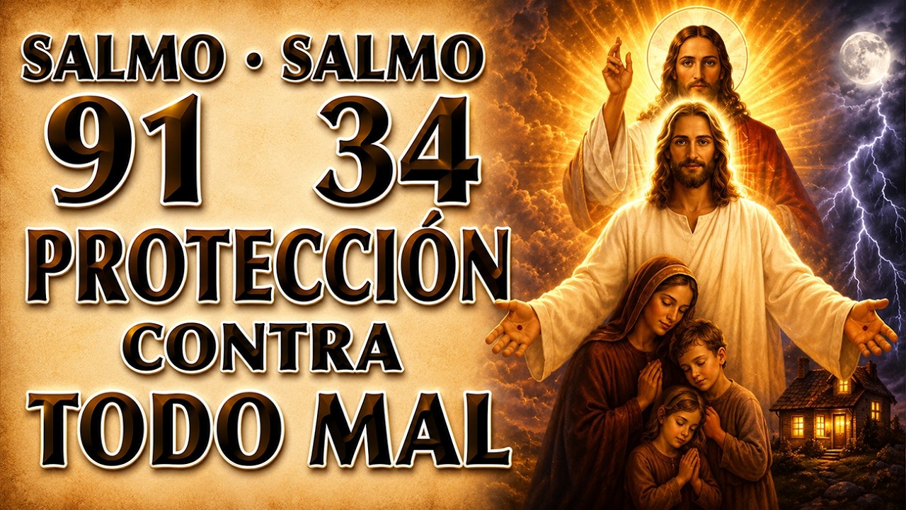 ORACIÓN PODEROSA SALMO 91 Y SALMO 34| CONTRA TODO MAL, OSCURIDAD Y PELIGRO, PROTECCIÓN HIJOS Y HOGAR