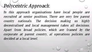 Approaches of IHRM (Ethnocentric, polycentric, Regiocentric, Geocentric) Human Resource Management
