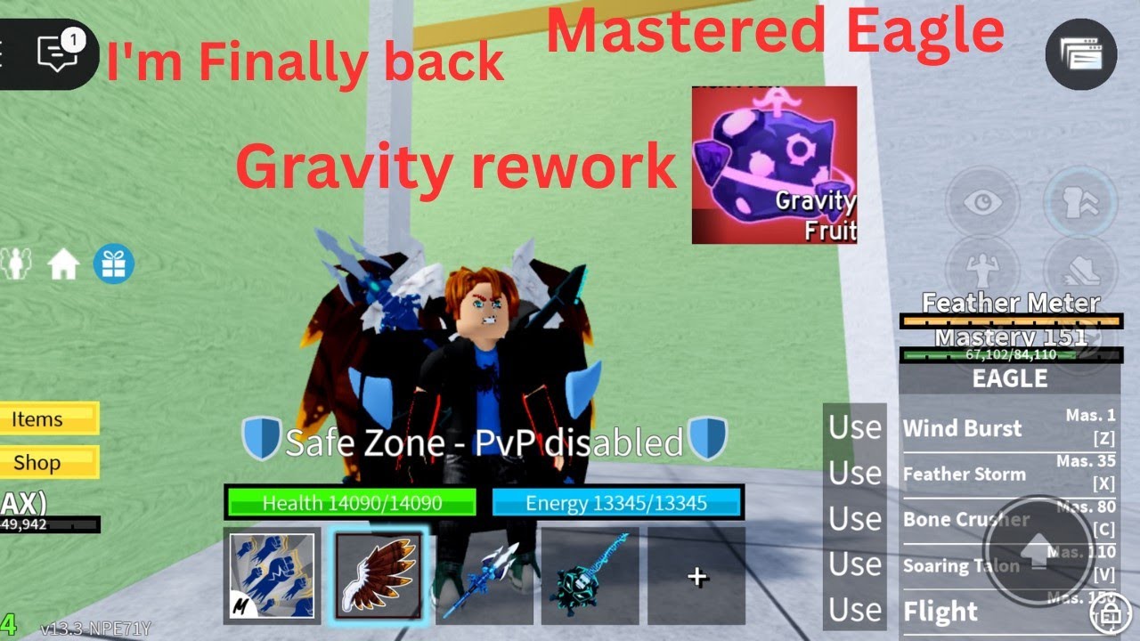 I'm Finally back and Mastered new Eagle Fruit in new gravity rework ...