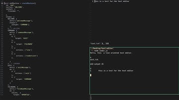 A modal, line oriented text editor (with audio cues)