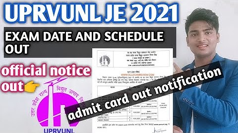 UPRVUNL JE 2021 EXAM date out //admit card download date out //official update//notice out