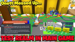 ONETT MESSED UP... TEST REALM IN MAIN GAME!! FREE SSA BUTTON (OP STATS) + MORE (BEE SWARM SIMULATOR)