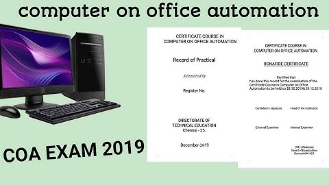 Computer on office automation record note COA Record of Front Page private candidate