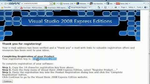 visual basic 2008 express registration key