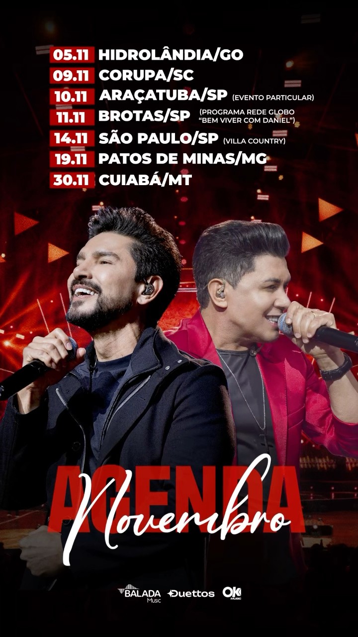 Dá Play Em Novembro! ▶️?Segura a pancada, e vem pro nosso show cantar umas moda apaixonada!