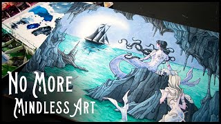 No More Autopilot Art + Mermaid Watercolor Painting