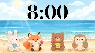 8 Minute Beach Timer | Cute Animals | Ukulele Music for Focus, Study, & Classrooms
