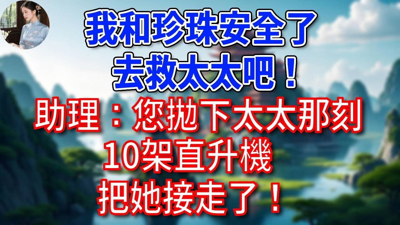 我和珍珠安全了，去救太太吧！助理：您拋下太太那刻，10架直升機把她接走了！#為人處世#生活經驗#情感故事#故事#小說#戀愛#情感#婚姻