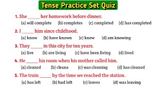 Tense practice test | Tense practice questions ssc | Tense in english grammar | Tense mcq test