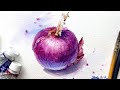 Easy and Simple Watercolor Painting - Purple Onion- Still Life-Tutorial Step by Step