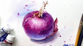 Easy and Simple Watercolor Painting  Purple Onion Still LifeTutorial Step by Step