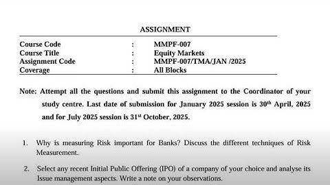 IGNOU MMPF - 007 Solved Assignment July 2025 Jan 2025 PDF | IGNOU MBA | Equity Markets