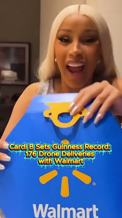 Cardi B Sets Guinness Record 176 Drone Deliveries with Walmart #CardiB #Shorts