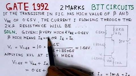 Video Solution To GATE ECE-1992 Problem-BJT Circuits-Analog Circuits