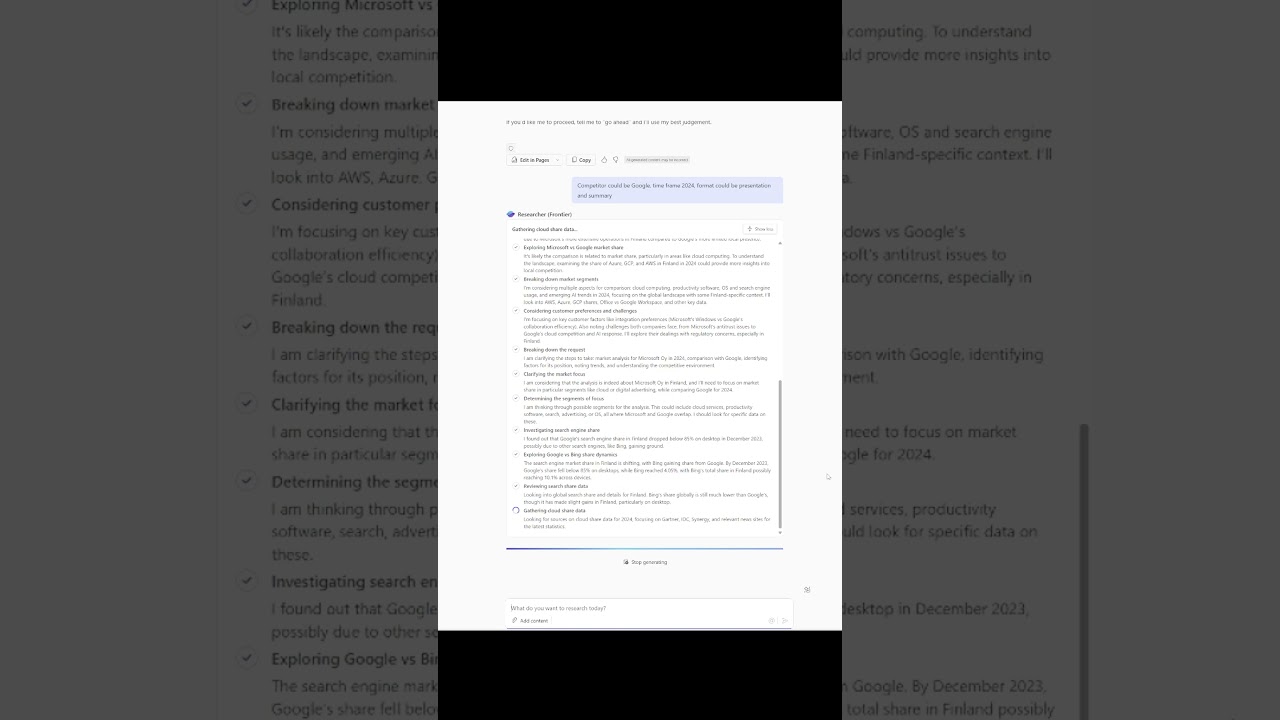 Introducing Researcher agent in action!
