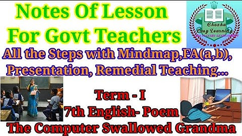 Notes of Lesson for Govt Teachers/7th English-Term1 Poem/The computer swallowed Grandma/With Mindmap