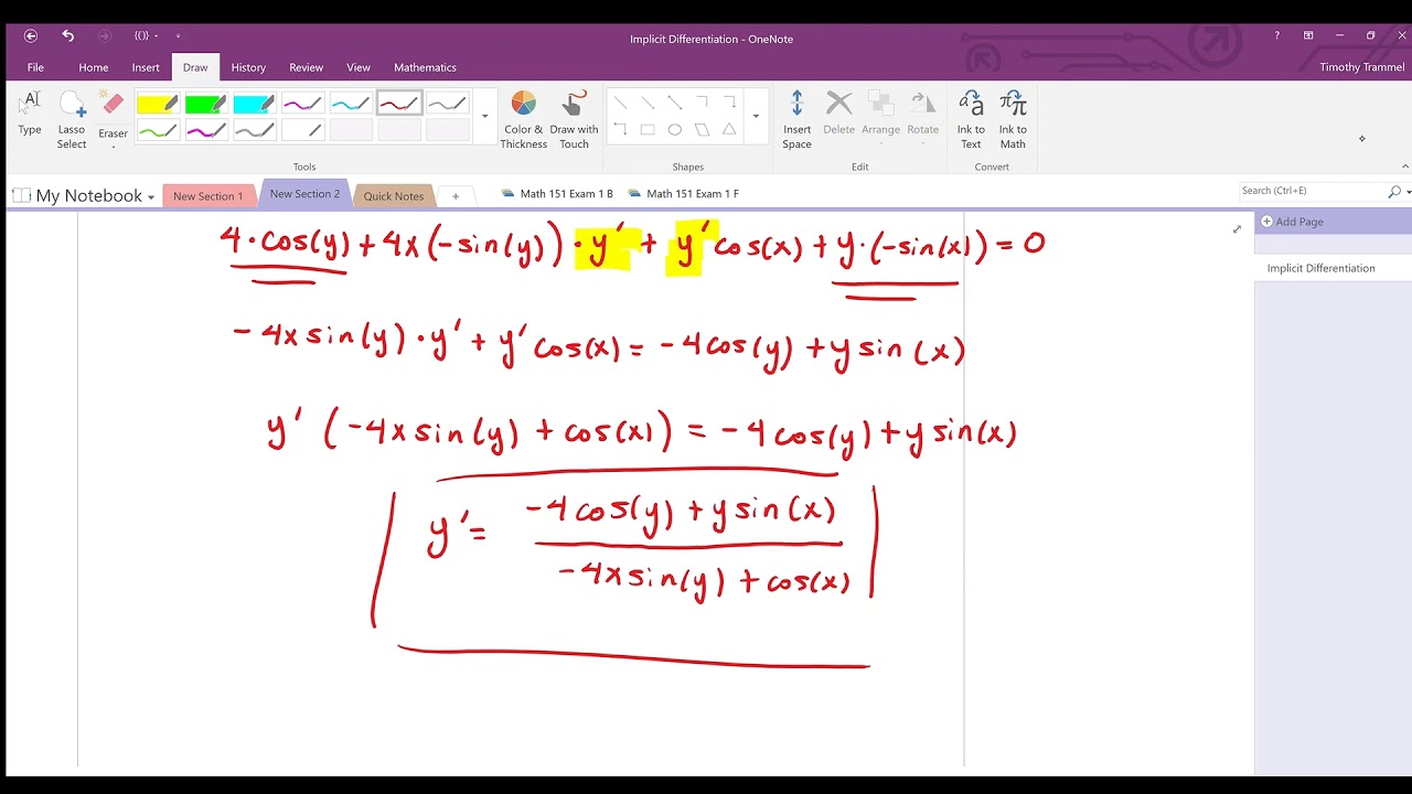 Implicit Differentiation Part 2 - YouTube